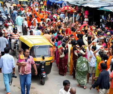 Devotees at the Murugan festival in the Ulsoor district