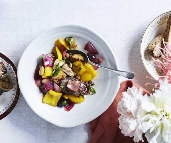 Chicken liver with caponata