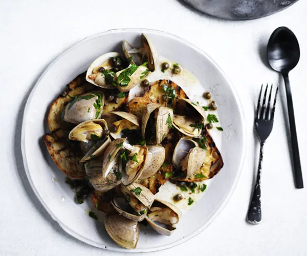 Clams in garlic brown butter