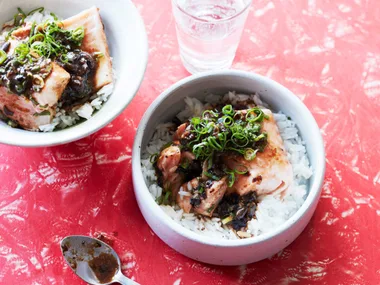 Salmon and blackbean sauce stir-fry
