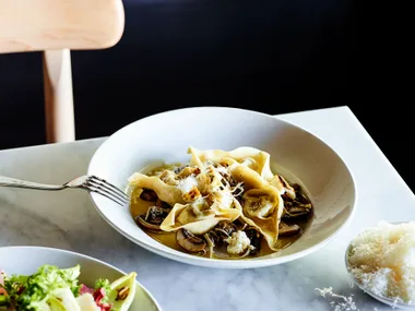 Mushroom tortelloni with buffalo ricotta 