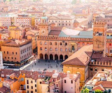 An aerial view of Bologna.