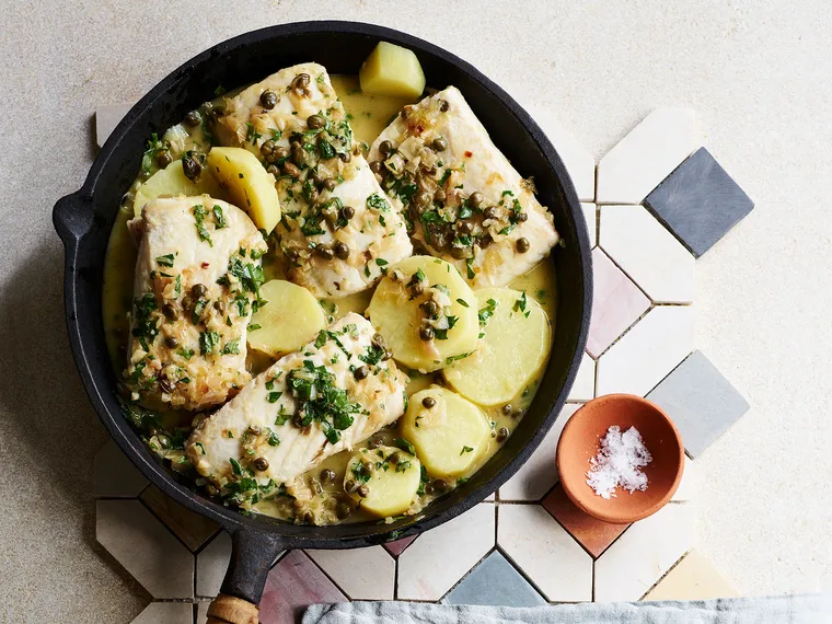 Gemfish cooked in vermouth