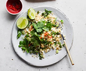 Cauliflower and egg “fried rice”