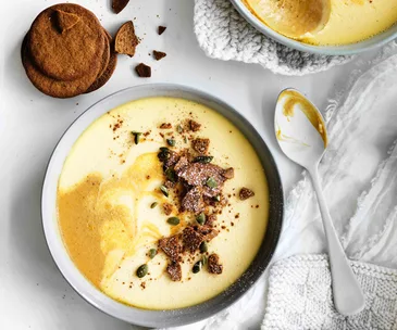 Spiced pumpkin creams with gingerbread crumb