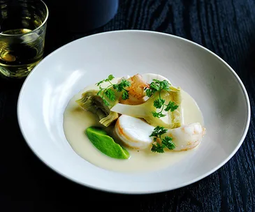 Lobster with artichoke hearts
