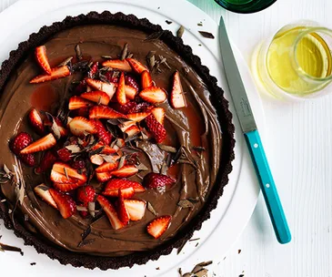 Curtis Stone’s no-bake dark chocolate and strawberry tart