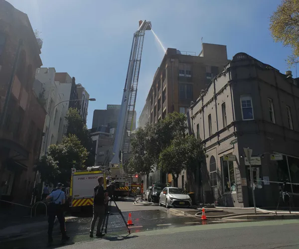 Fire crew respond to a blaze at Sydney's Nomad restaurant.