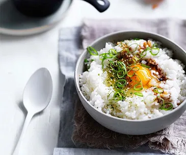 Japanese egg and rice bowls (tamago gohan) 
