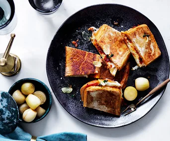 ’Nduja and mozzarella ciabatta with garlic and thyme oil