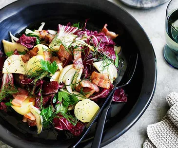 Potato, bacon and pickled fennel salad