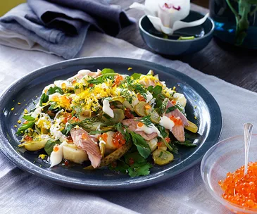 Potato salad with smoked trout