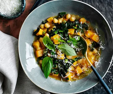 Chickpea, pumpkin and cavolo nero soup recipe