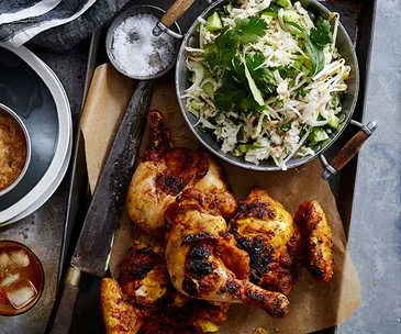 Malaysian barbecued chicken with kerabu rice salad
