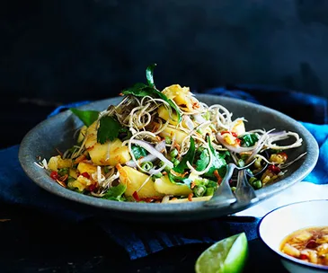 Banana-blossom salad with pineapple-chilli dressing
