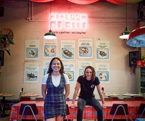 Bopha's Sophia Thach and Lillia McCabe at their former pop-up restaurant Kingdom of Rice.