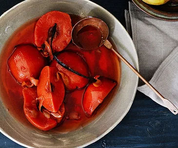Slow-poached quince