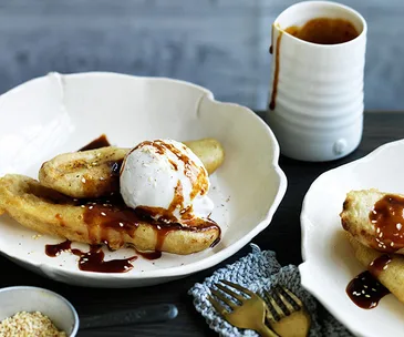 Banana and coconut caramel fritters