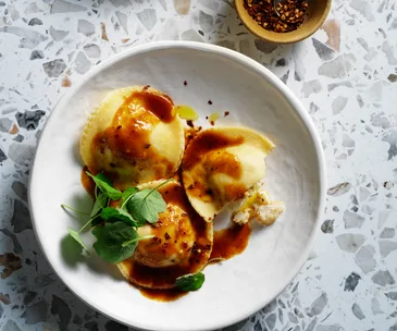 Al Dente’s prawn ravioli