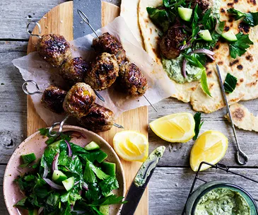 Lamb köfte with green tahini yoghurt