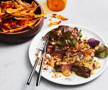 Grilled rump steak with Massaman curry sauce