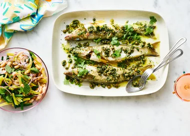 Sand whiting with caper and parsley butter
