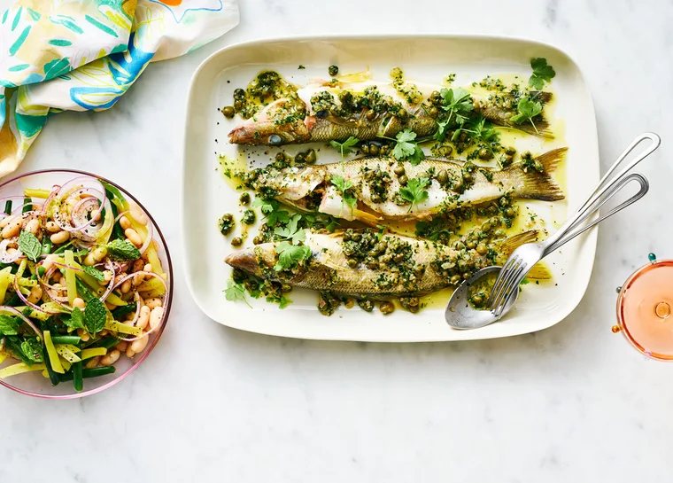 Sand whiting with caper and parsley butter