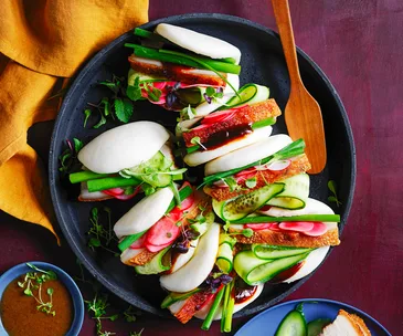 Lechon kawali pork belly bao buns
