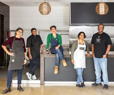 FoodLab Sydney social enterprise alumni in the FoodLab commercial kitchen