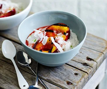 Grilled nectarines with coconut tapioca