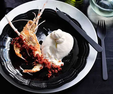 Scampi with burrata and ’nduja