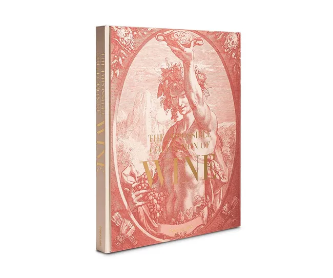 The Impossible Collection of Wine book cover featuring an ornate red illustration of a figure with grapes.