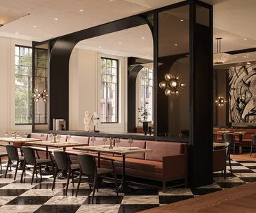 Brasserie 1930 restaurant in the Capella Sydney hotel in the CBD, photo of elegant dining room