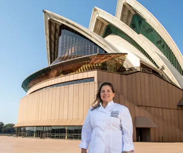 Danielle Alvarez outside the Sydney Opera House