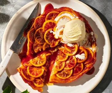 Lemon tarte Tatin with bay leaf ice-cream