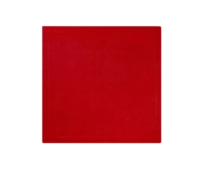 Red square napkin on a white background.