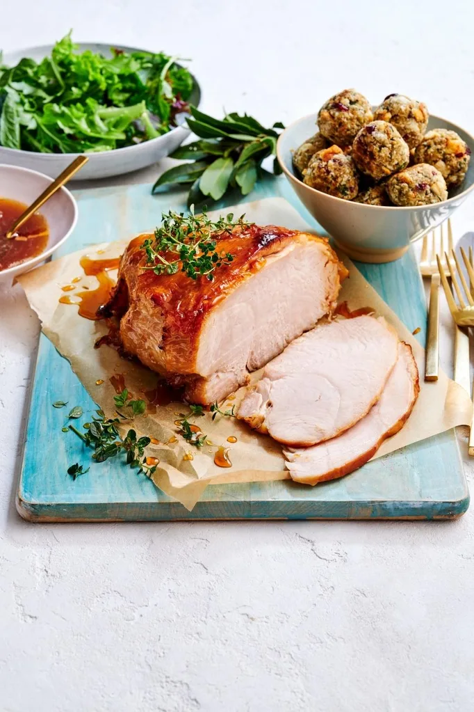 Marmalade Glazed Turkey with Stuffing Balls