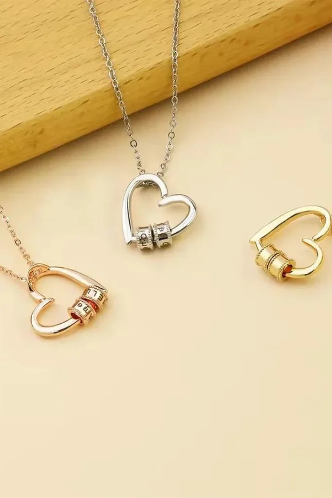 Engraved Heart Beads Necklace