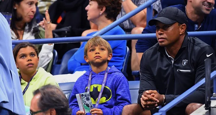 Tiger Woods, his daughter Sam and son Charlie