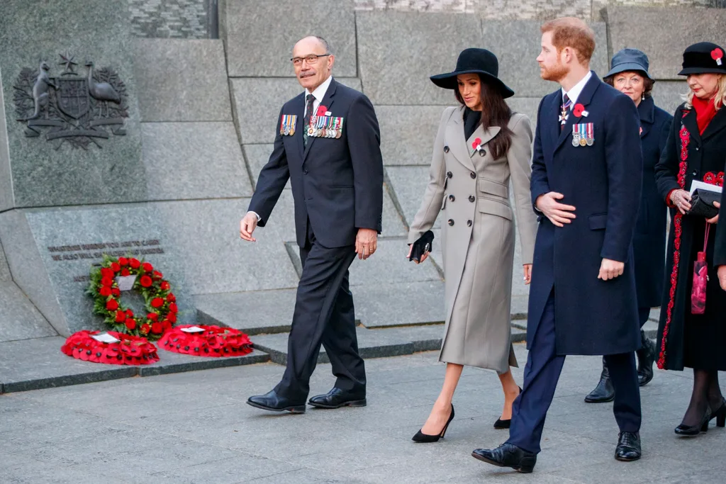 Ms Markle and Harry alongside New Zealand’s High Commissioner, Jerry Mateparae