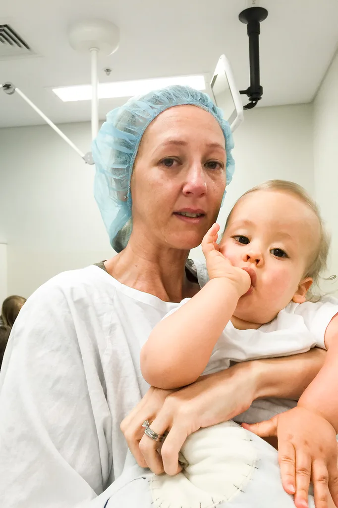 mum in son in surgery room