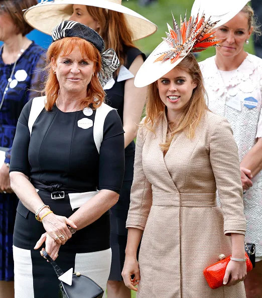 Sarah Ferguson, Duchess of York and Princess Beatrice attend day 4 of Royal Ascot at Ascot Racecourse