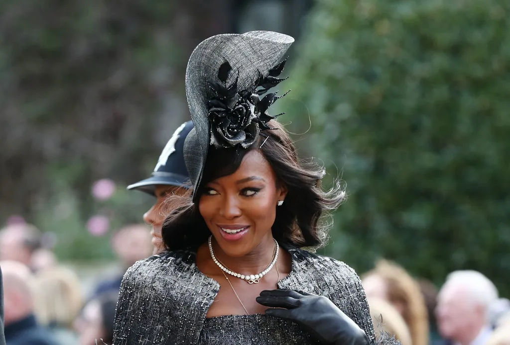 Supermodel Naomi Campbell arrives at Princess Eugenie's wedding