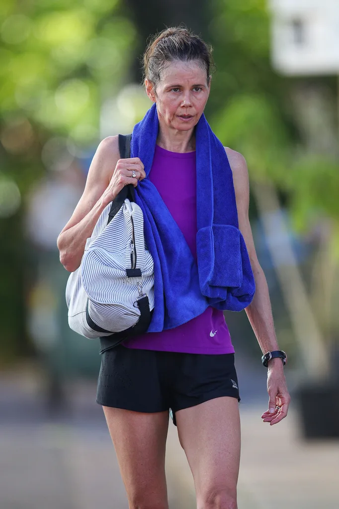 Antonia Kidman looks worn out after gym session