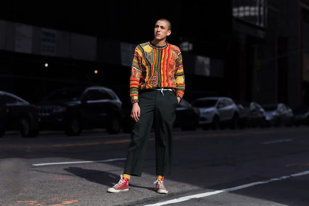 model wearing coogi sweater