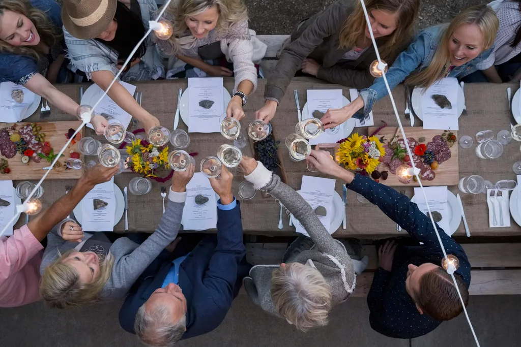 Friends toasting at a wedding