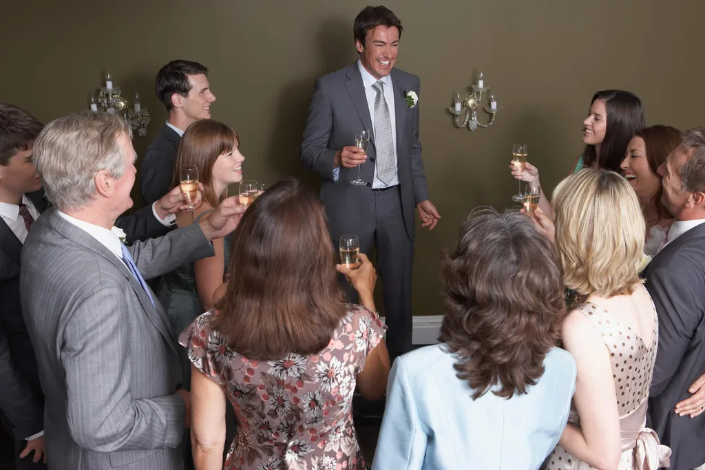 Man doing a wedding toast