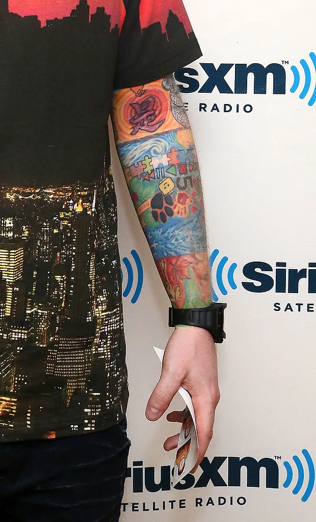 Ed Sheeran's tattooed left arm