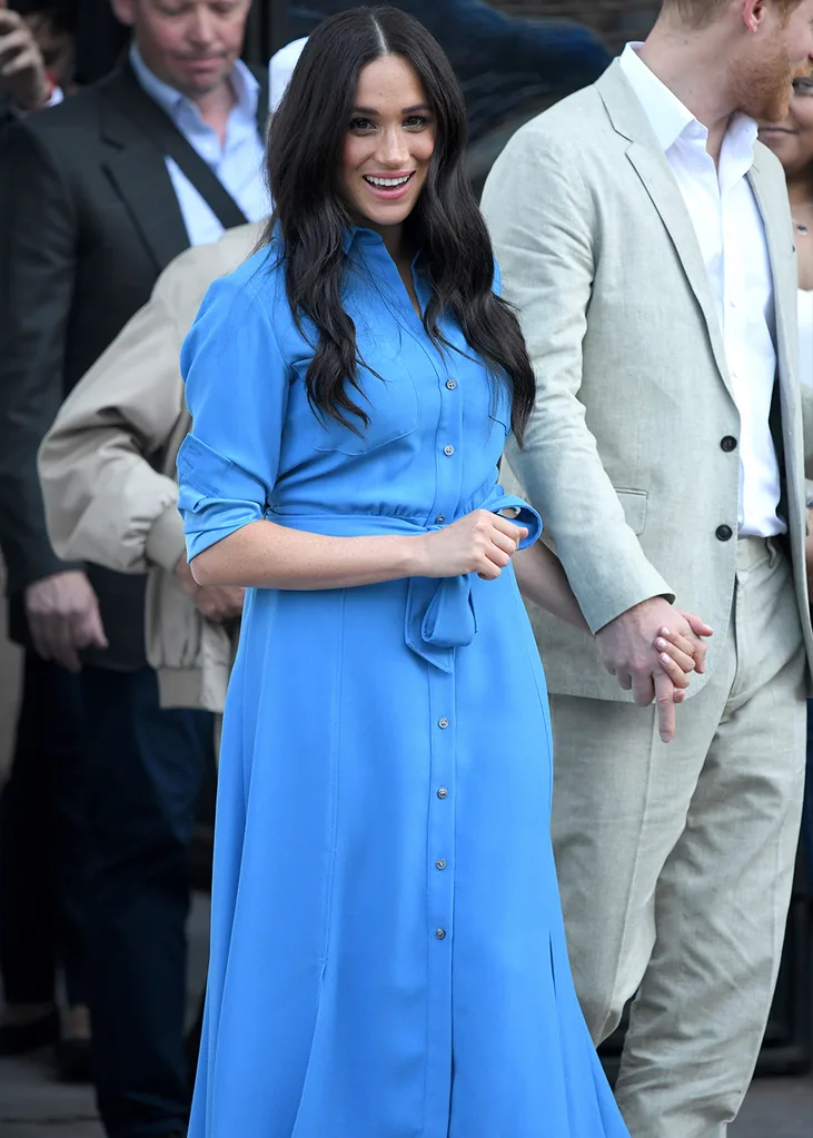 Meghan Markle pregnant Prince Harry blue dress