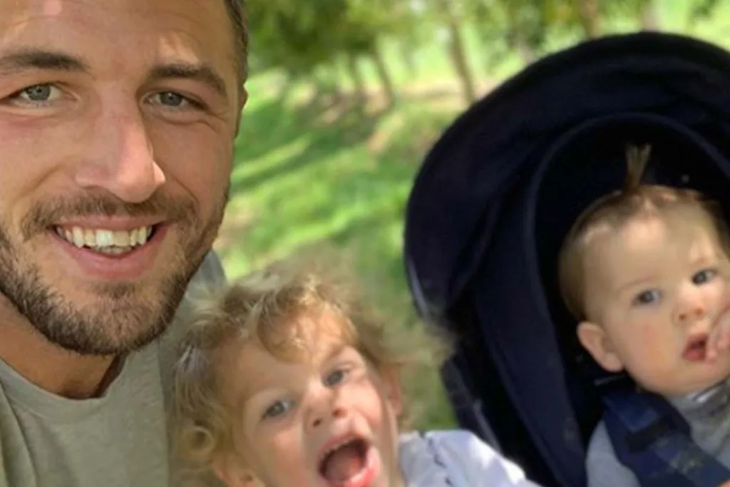 Sam Burgess with kids in Bowral